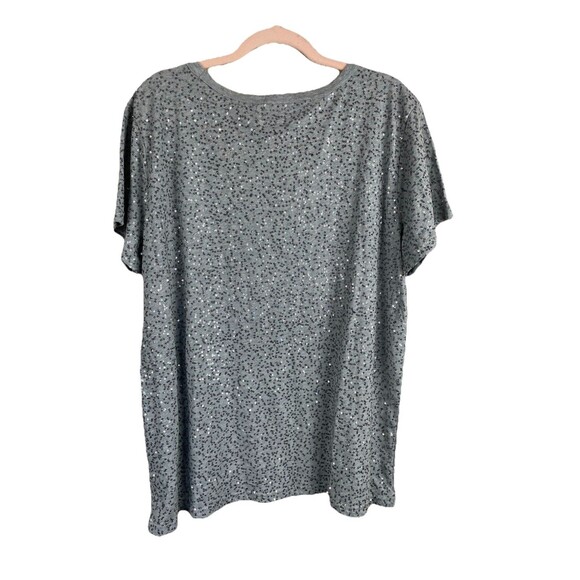 DENIM&SUPPLY RALPH LAUREN Silver SEQUIN T Shirt Women Size XL Holiday Metallic - Picture 2 of 10
